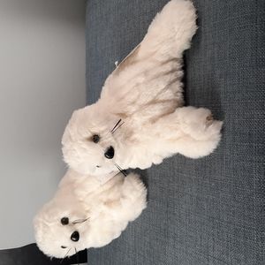 Baby Seal Pair Winter Holiday Christmas Decoration Figures Faux Fur Vintage